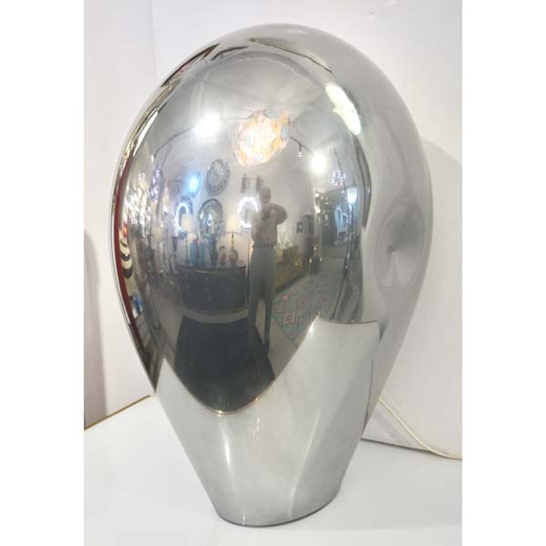 1970s V. Nason Italian Vintage Cast Silver Mirror Glass Abstract Sculpture Lamp