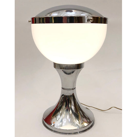 Valenti & Co 1960s Vintage Minimalist Italian Design Nickel and White Desk Lamp
