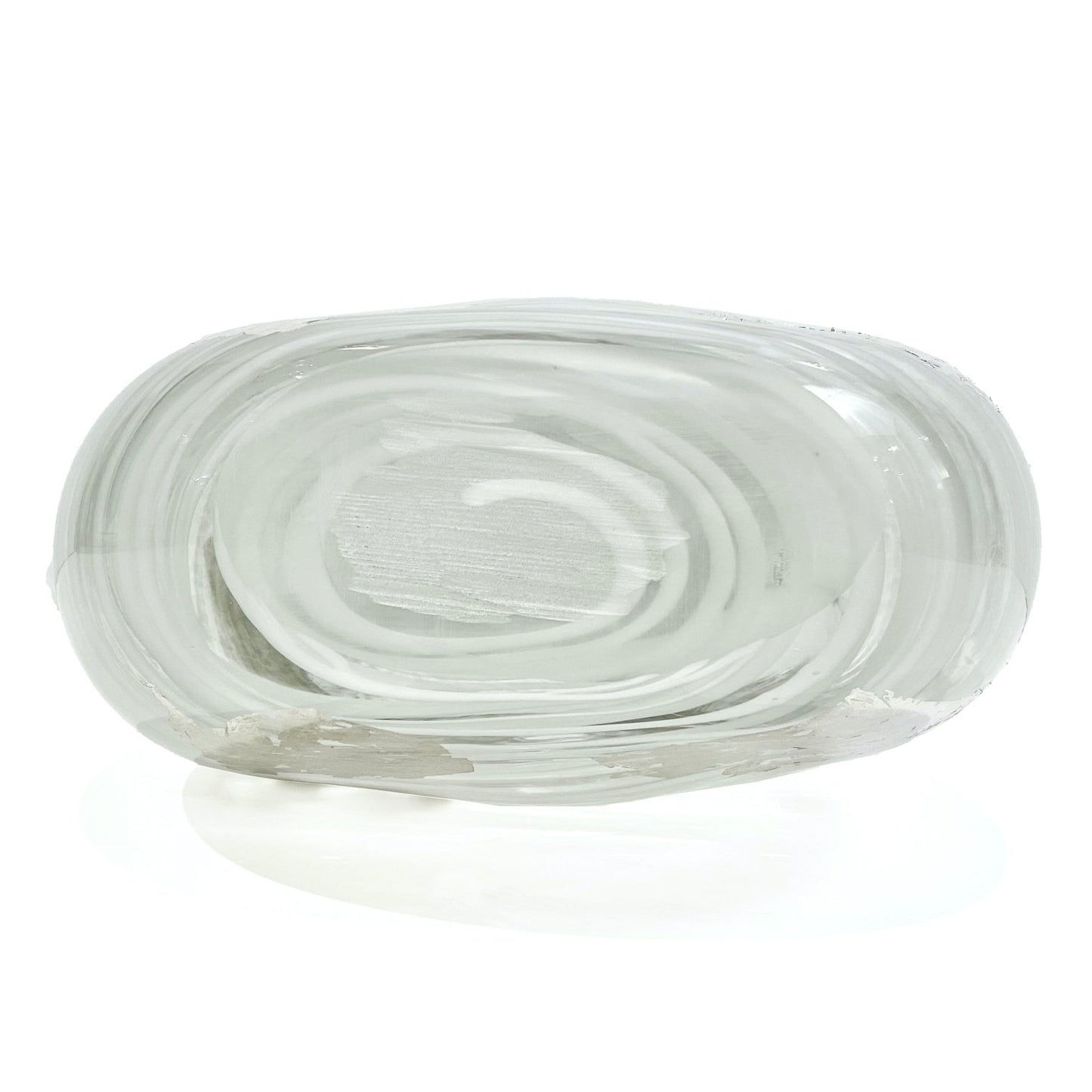 Italian Art Deco Style Silver Leaf White Clear Murano Glass Sculpture Vase