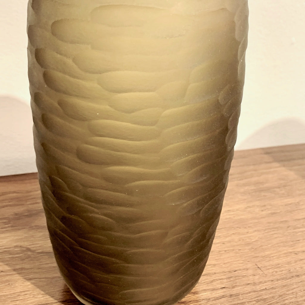 Salviati Vintage Italian Smoked Amber Gold Battuto Murano Art Glass Ovoid Vase