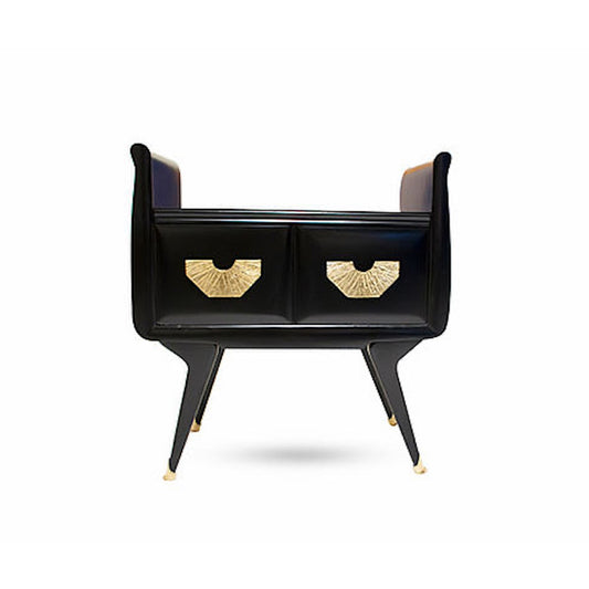1960s Italian Mid-Century Modern Teal Blue & Black Lacquer Pair of Nightstands