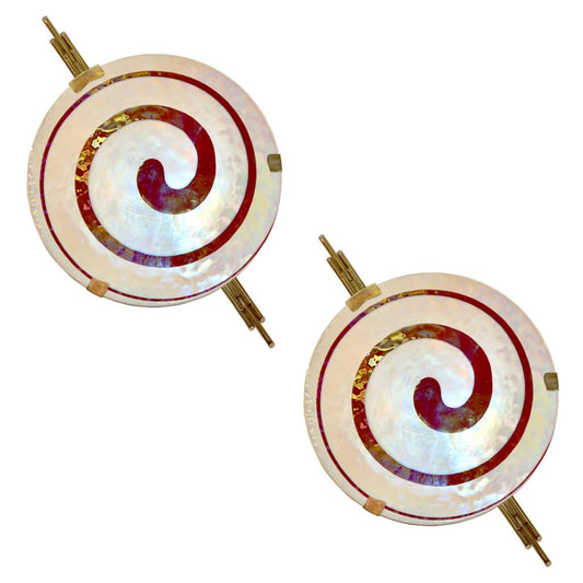 Art Deco Style Monumental Pair of Burgundy Ivory White Murano Glass Wall/Ceiling Lights - Cosulich Interiors & Antiques