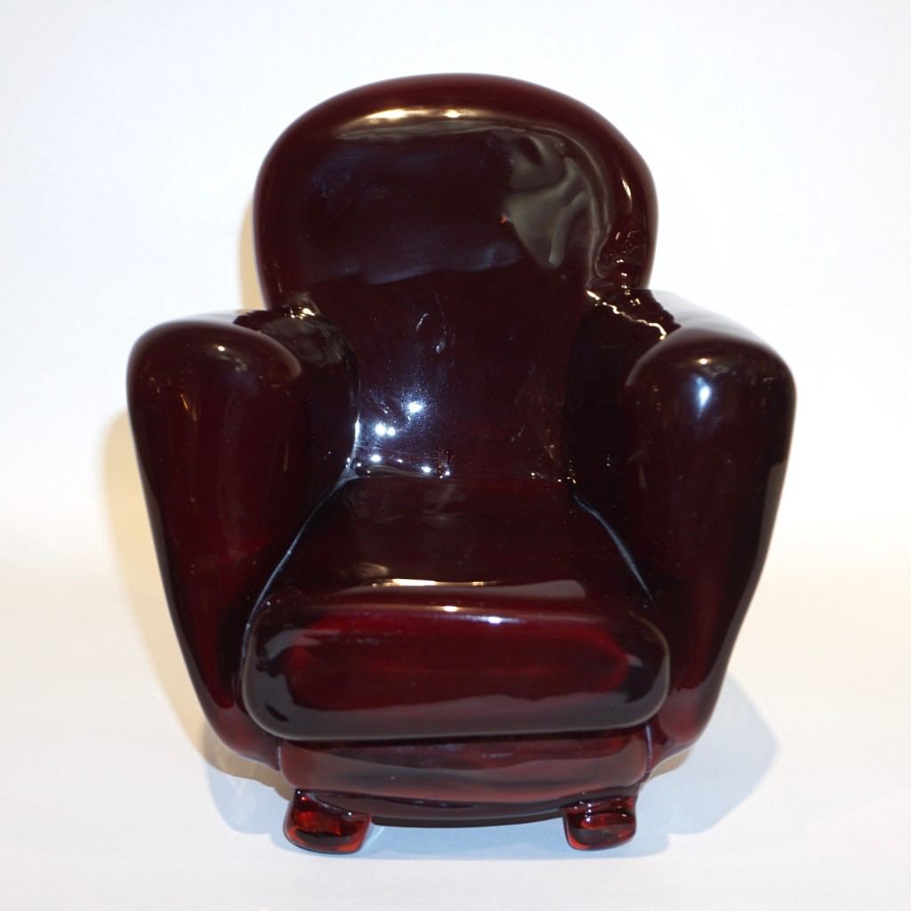 Pino Signoretto 1980s Italian Burgundy Red Murano Glass Miniature Armchair - Cosulich Interiors & Antiques