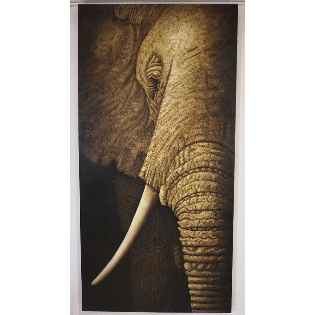 Contemporary Italian Life Size Oil Paintings Panels of Elephant and Zebra - Cosulich Interiors & Antiques