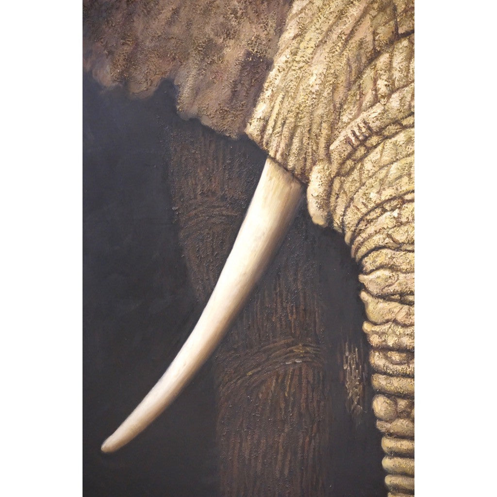 Contemporary Italian Life Size Oil Paintings Panels of Elephant and Zebra - Cosulich Interiors & Antiques