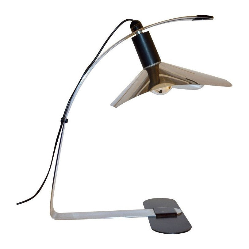 Grignani for Luci, 1970s, Italian Vintage Adjustable Black and Nickel Desk Lamp