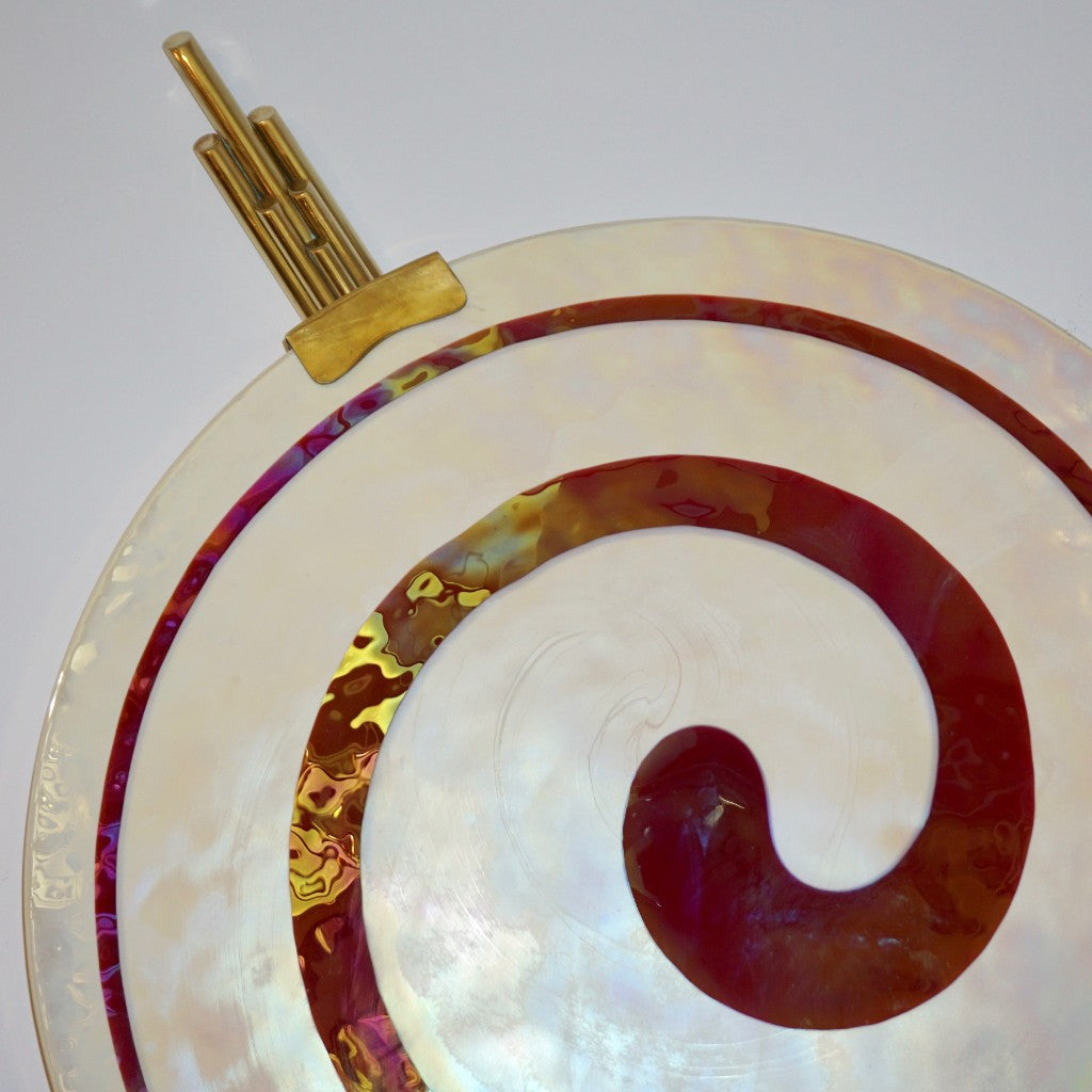 Art Deco Style Monumental Pair of Burgundy Ivory White Murano Glass Wall/Ceiling Lights - Cosulich Interiors & Antiques