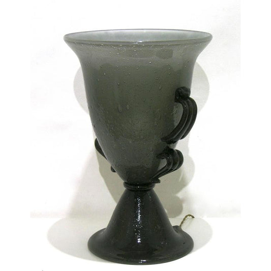1940s Rare Black and Smoked Gray Murano Glass Lamp