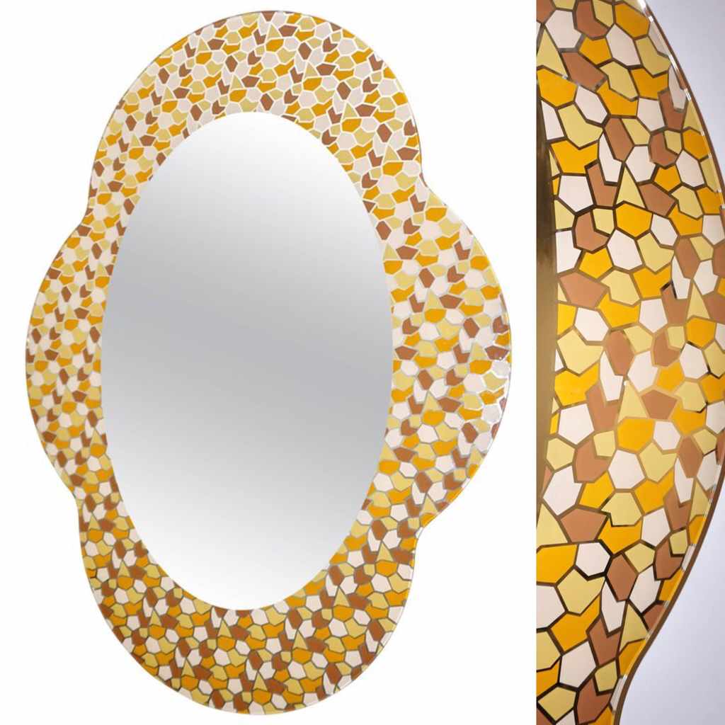 2000 Alessandro Mendini for Glas Italia Postmodern Orange Yellow Brown Mirror - Cosulich Interiors & Antiques