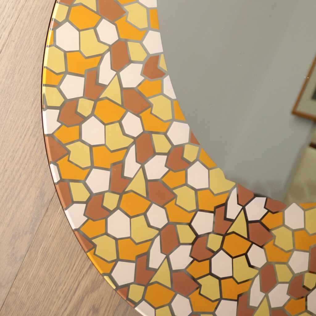 2000 Alessandro Mendini for Glas Italia Postmodern Orange Yellow Brown Mirror - Cosulich Interiors & Antiques