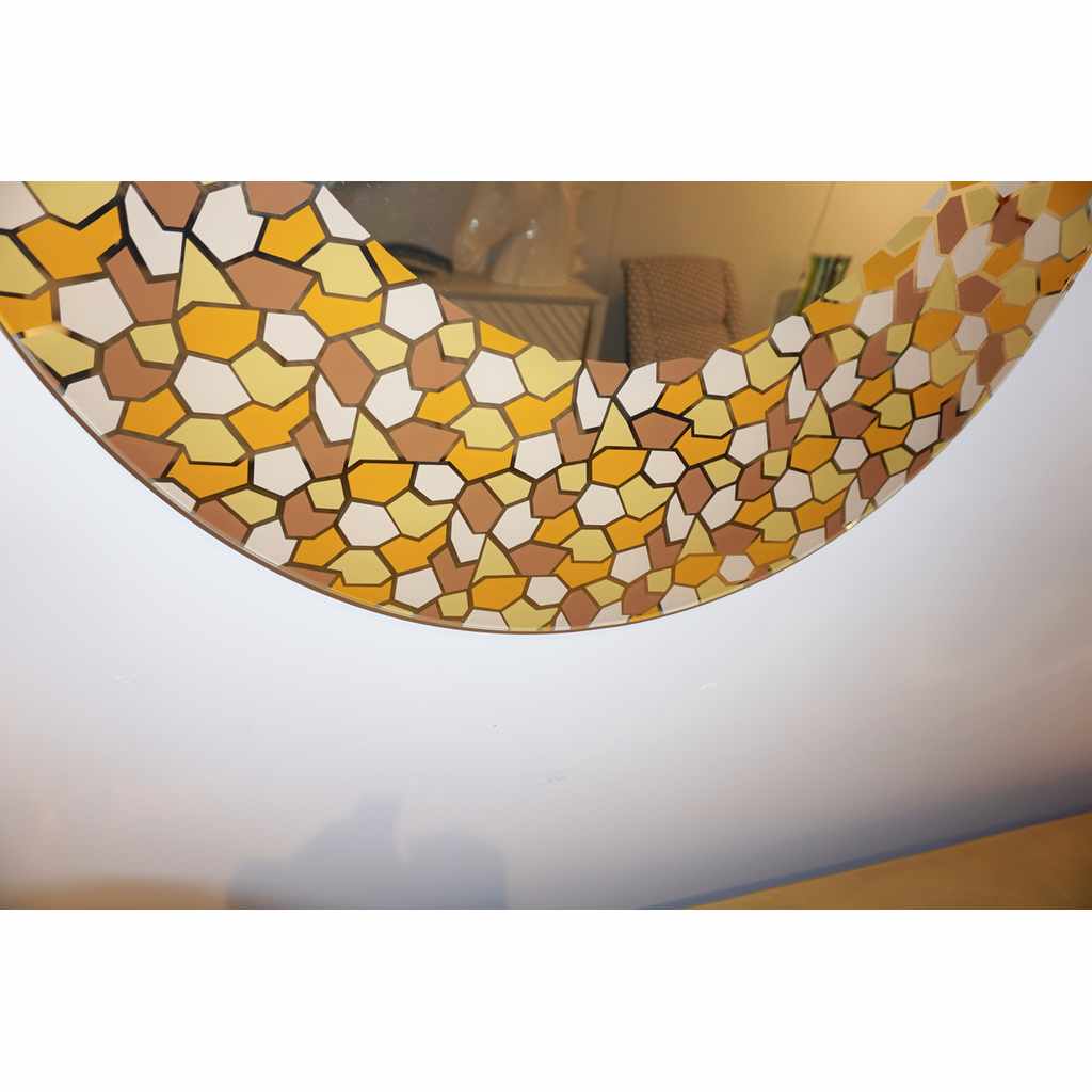 2000 Alessandro Mendini for Glas Italia Postmodern Orange Yellow Brown Mirror - Cosulich Interiors & Antiques