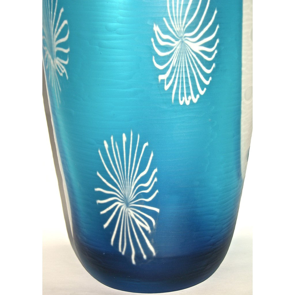 Davide Dona Aqua Blue and White Textured Murano Glass Grand Vase - Cosulich Interiors & Antiques