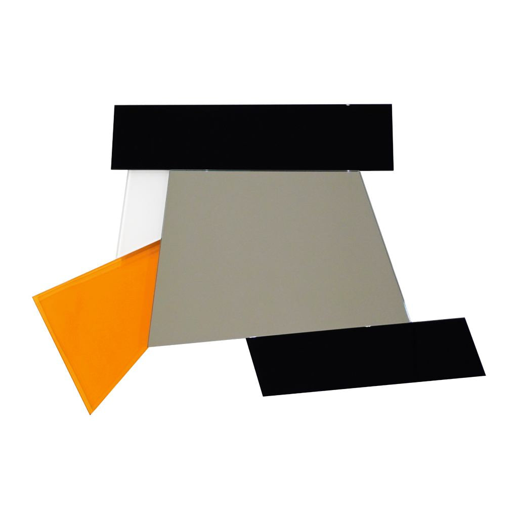 Ettore Sottsass 2007 Geometric Prism Black White Orange Mirror for Glas Italia - Cosulich Interiors & Antiques