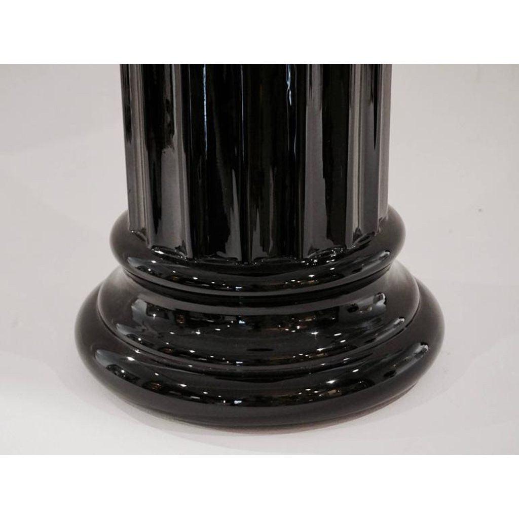 1960s Rare Italian Art Deco Black Glass Round Column - Cosulich Interiors & Antiques