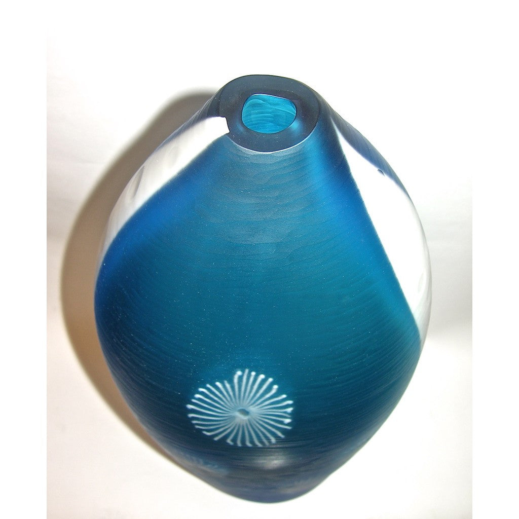 Davide Dona Aqua Blue and White Textured Murano Glass Grand Vase - Cosulich Interiors & Antiques