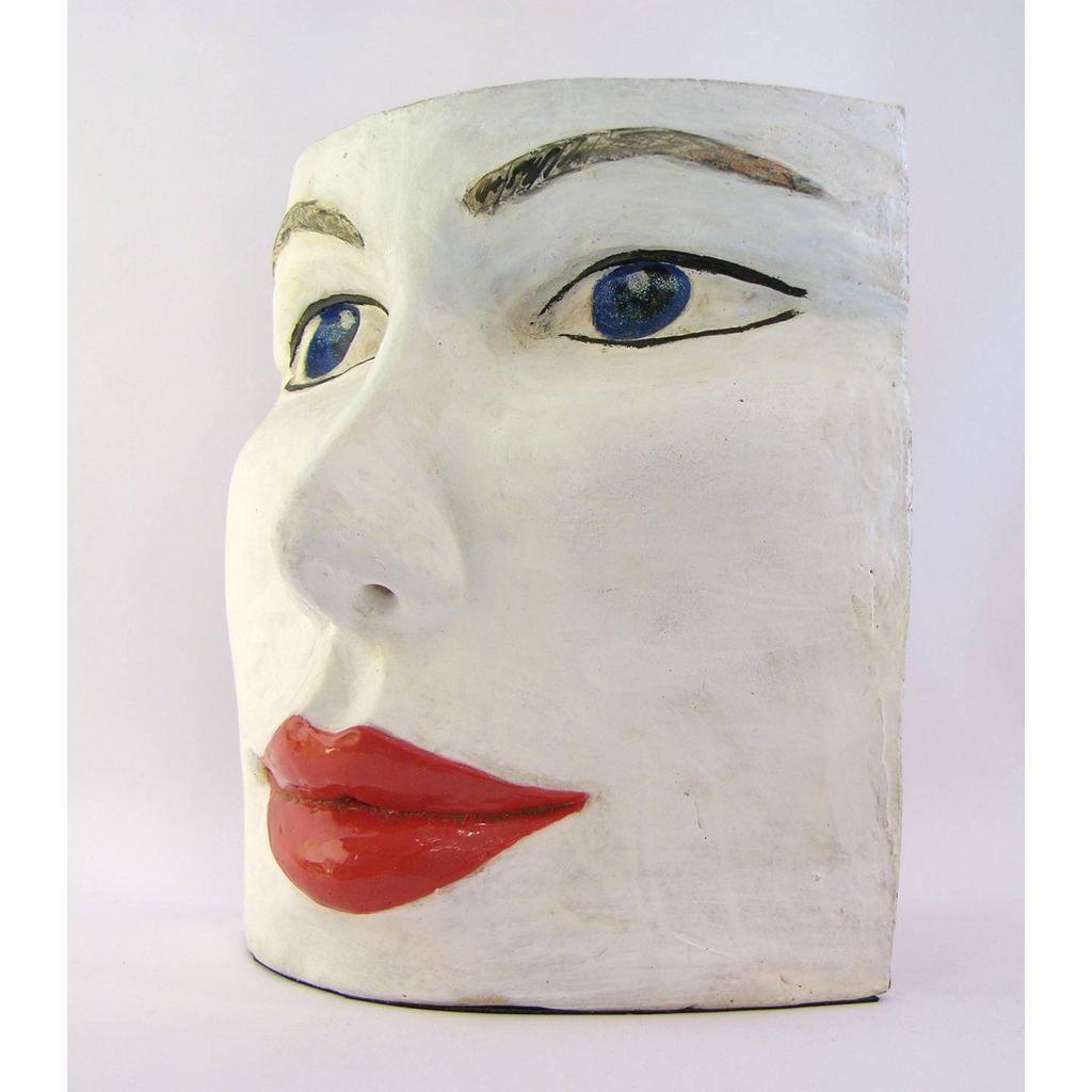 Blue Eyes Face Terra Cotta Sculpture by Ginestroni - Cosulich Interiors & Antiques