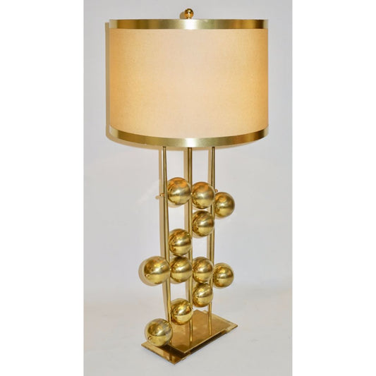 Italian Contemporary Fine Design Pair of Organic Gold Brass Lamps with Spheres - Cosulich Interiors & Antiques