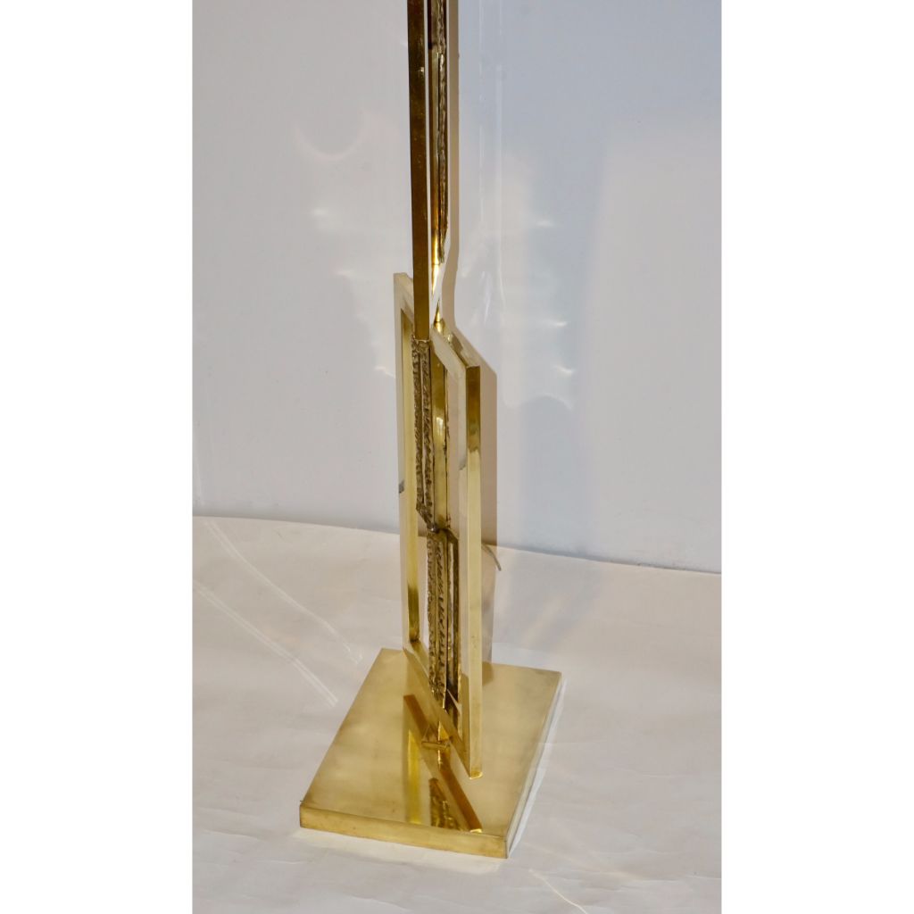 Italian Design Contemporary Cast Bronze and Gold Brass Rectangular Floor Lamp - Cosulich Interiors & Antiques