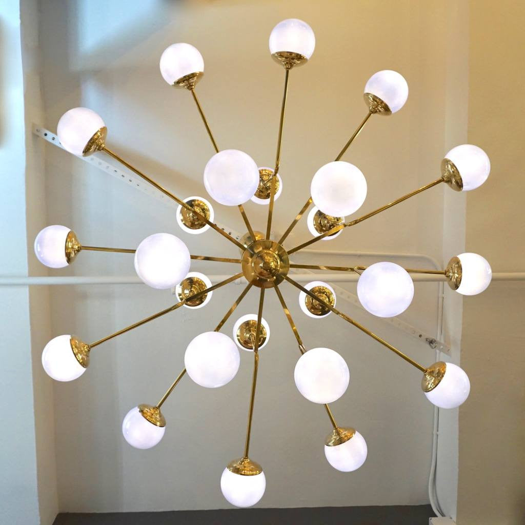 Italian Modern 24-Light Brass and Lavender Periwinkle Murano Glass Chandelier - Cosulich Interiors & Antiques