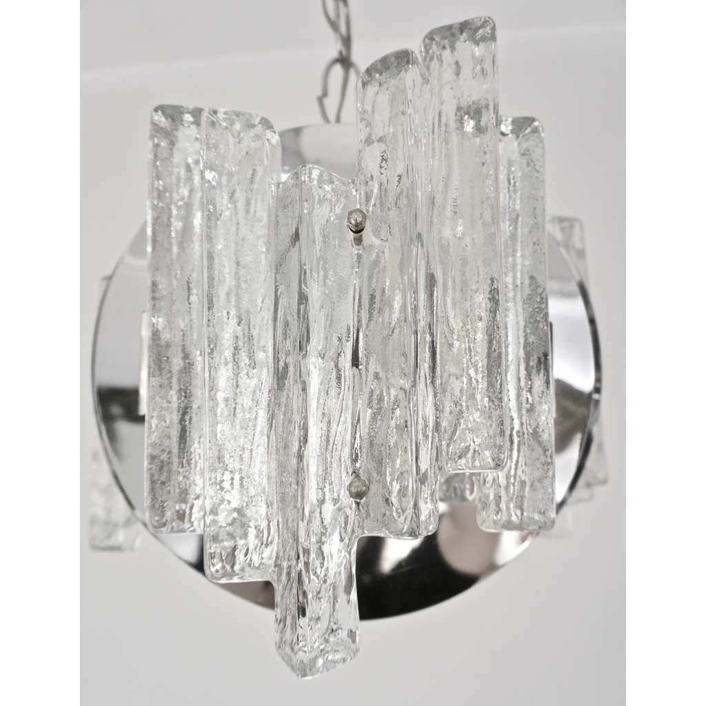 Salviati 1950 Italian Sculptural Modern Nickel Crystal Clear Glass Chandelier - Cosulich Interiors & Antiques