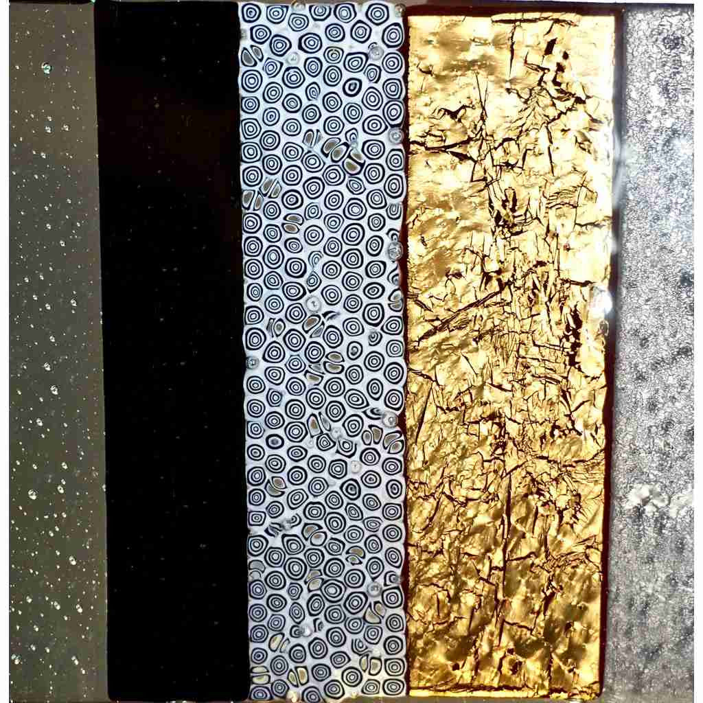 Contemporary Italian Murano Glass Silver Gold Colorful Mosaic Panel Sculpture - Cosulich Interiors & Antiques