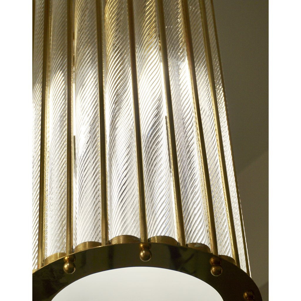 Italian Brass Crystal Murano Glass Customizable Pendants/Chandeliers - Cosulich Interiors & Antiques