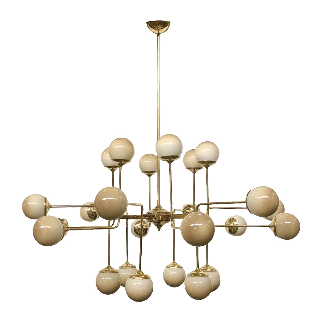 Italian Modern 24-Light Brass and Lavender Periwinkle Murano Glass Chandelier - Cosulich Interiors & Antiques