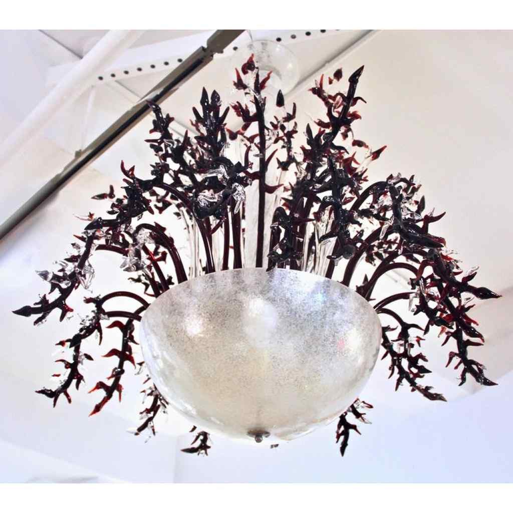1980s Modern Italian White Murano Glass Chandelier with Organic Coral like Decor - Cosulich Interiors & Antiques