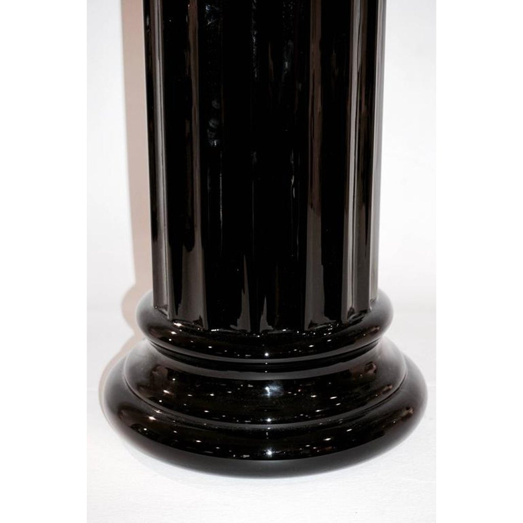 1960s Rare Italian Art Deco Black Glass Round Column - Cosulich Interiors & Antiques