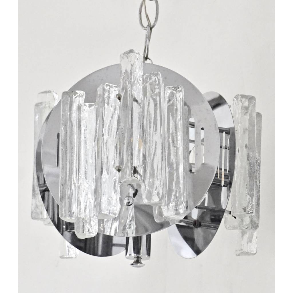 Salviati 1950 Italian Sculptural Modern Nickel Crystal Clear Glass Chandelier - Cosulich Interiors & Antiques