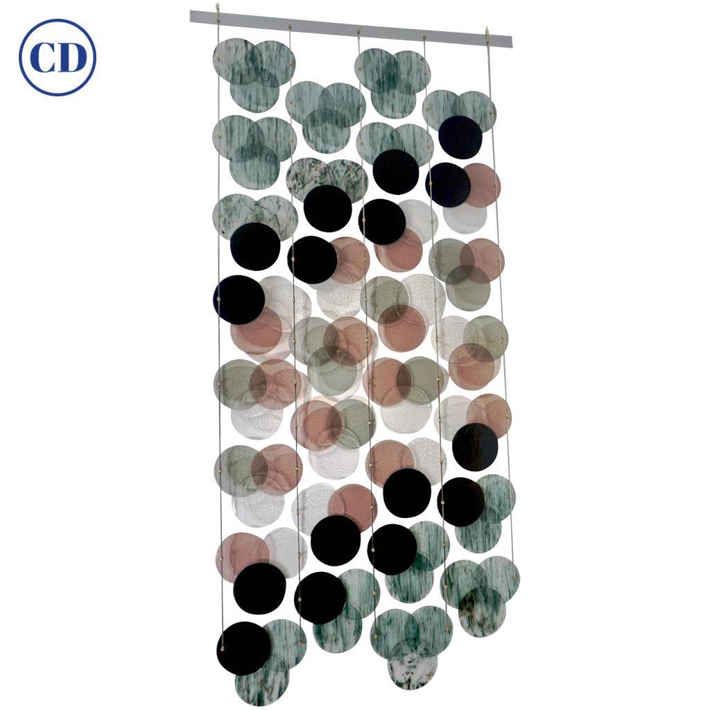Organic Modern Italian Geometric Gray Purple Aqua Murano Glass Curtain / Divider - Cosulich Interiors & Antiques