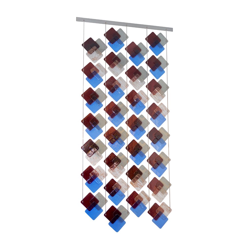 Organic Modern Italian Geometric Black Pink Aqua Murano Glass Curtain/Divider - Cosulich Interiors & Antiques