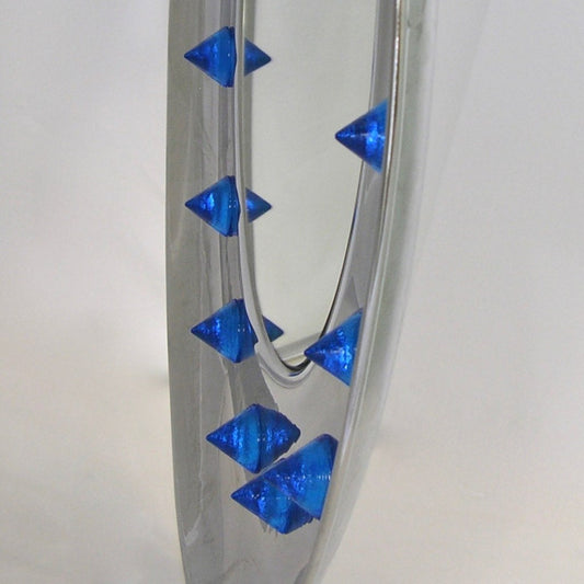 Contemporary Italian Modern Chromed Round Mirror with Jewel Like Blue Glass Spikes - Cosulich Interiors & Antiques