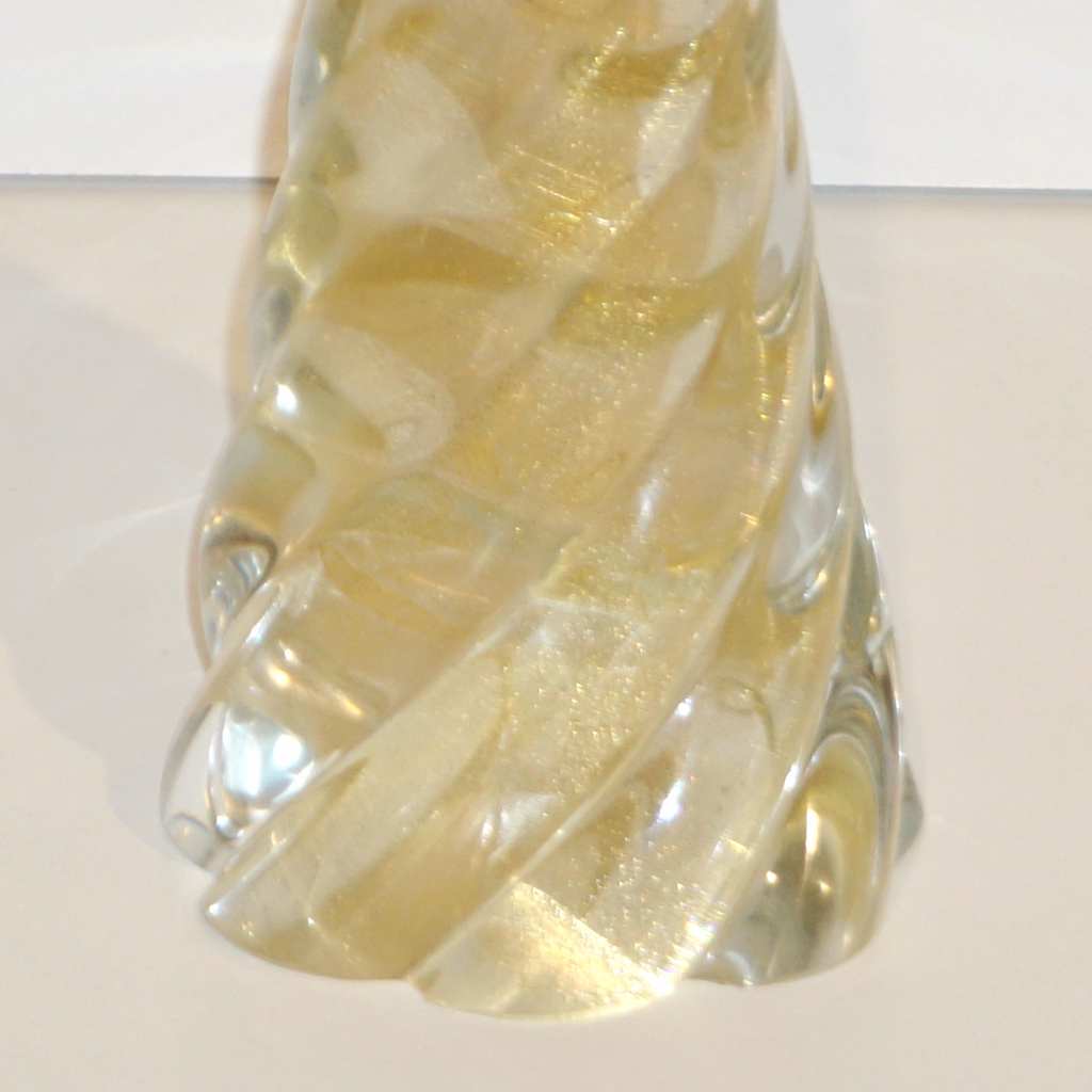 Cenedese 1980s Italian Modern 24K Gold Dust Crystal Murano Glass Tree Sculpture