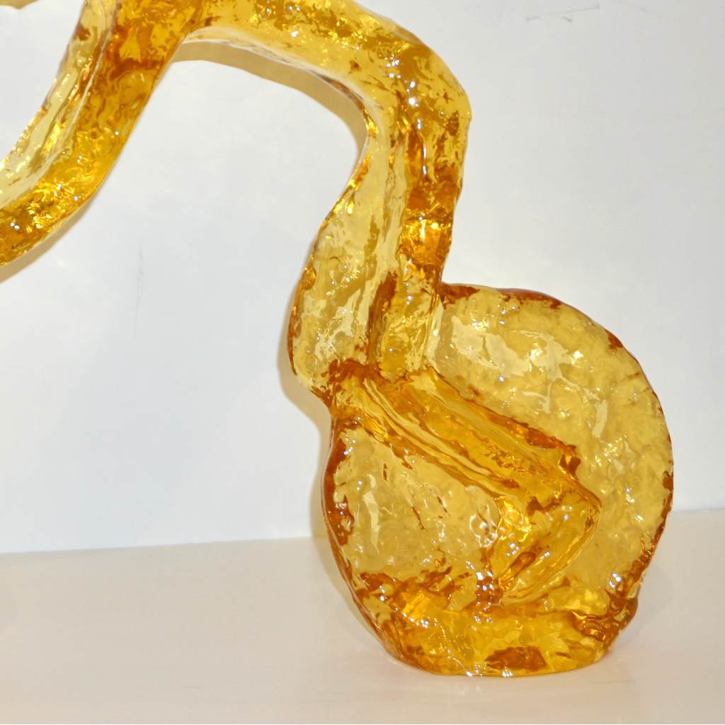 Contemporary Golden Honey Yellow Modern Lucite Sculpture of Minimalist Cyclist