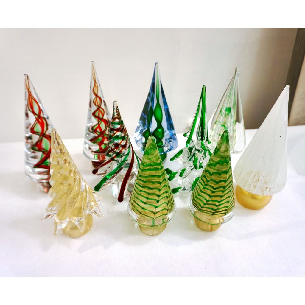 Cenedese 1980 Italian Modern Forest Green Spike Murano Glass Tree Sculpture