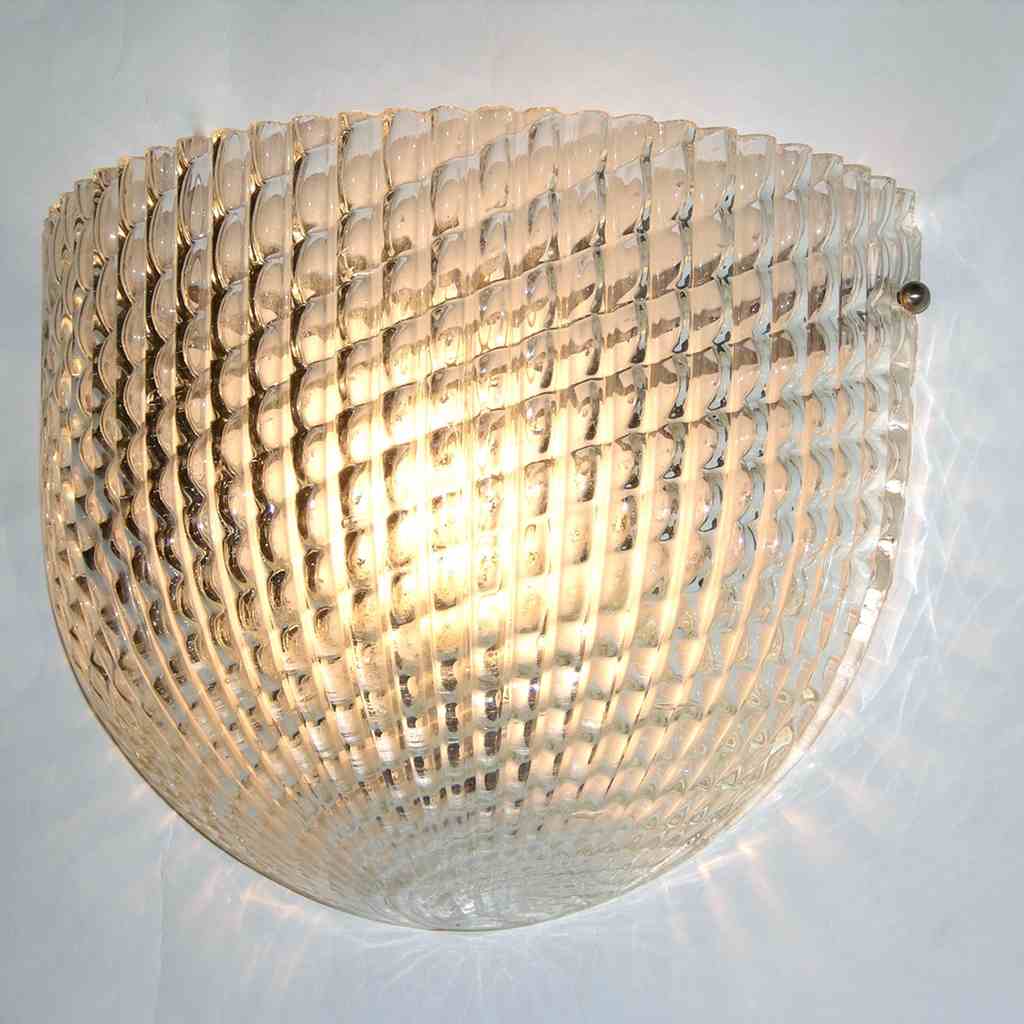 1950 Crystal Textured Murano Glass Sconces attributed to Barovier Toso - Cosulich Interiors & Antiques