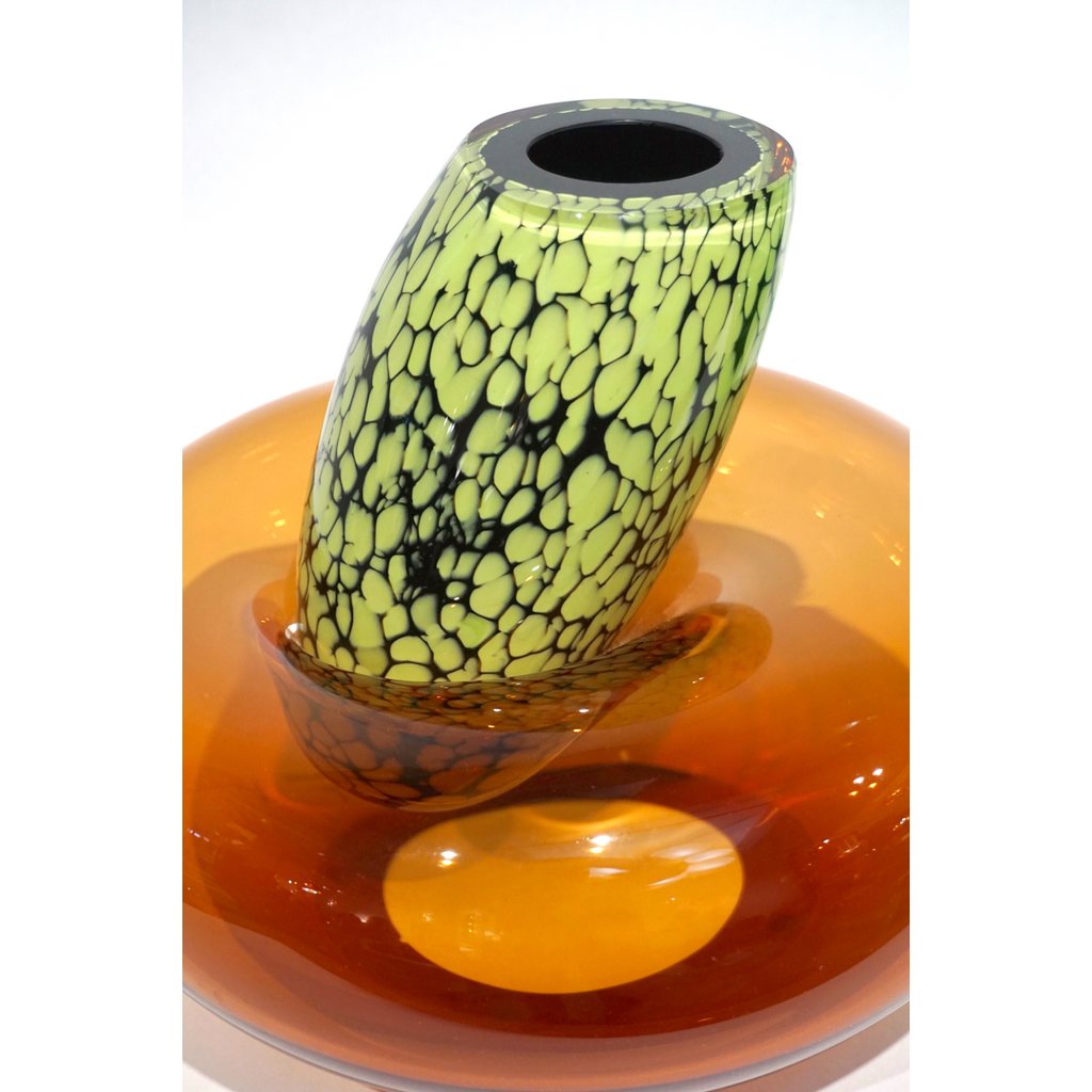 Hilton McConnico by Formia 1990s Italian Orange Murano Art Glass Vase