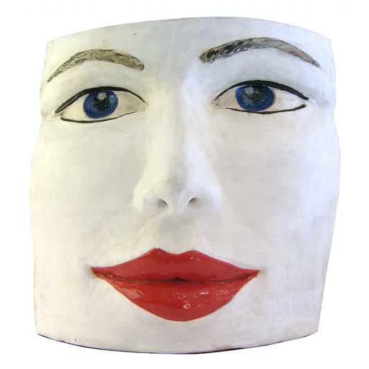 Blue Eyes Face Terra Cotta Sculpture by Ginestroni