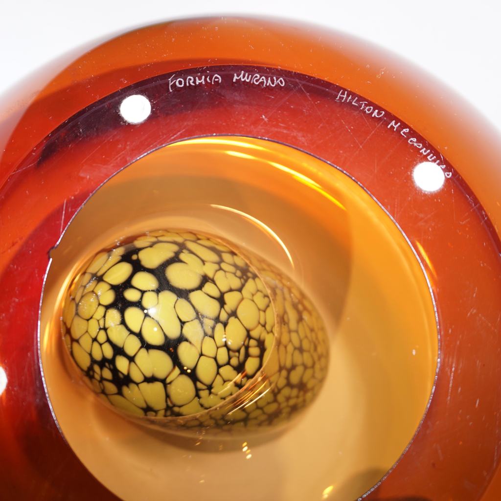 Hilton McConnico by Formia 1990s Italian Orange Murano Art Glass Vase