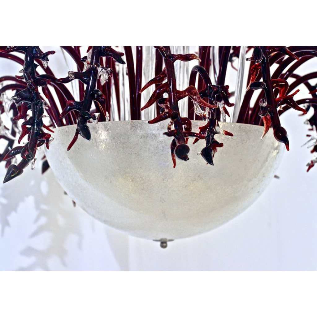 1980s Modern Italian White Murano Glass Chandelier with Organic Coral like Decor - Cosulich Interiors & Antiques
