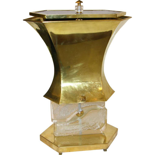 Gucci 1980s Italian Pair of Modern Gold Brass and Glass Lamps - Cosulich Interiors & Antiques