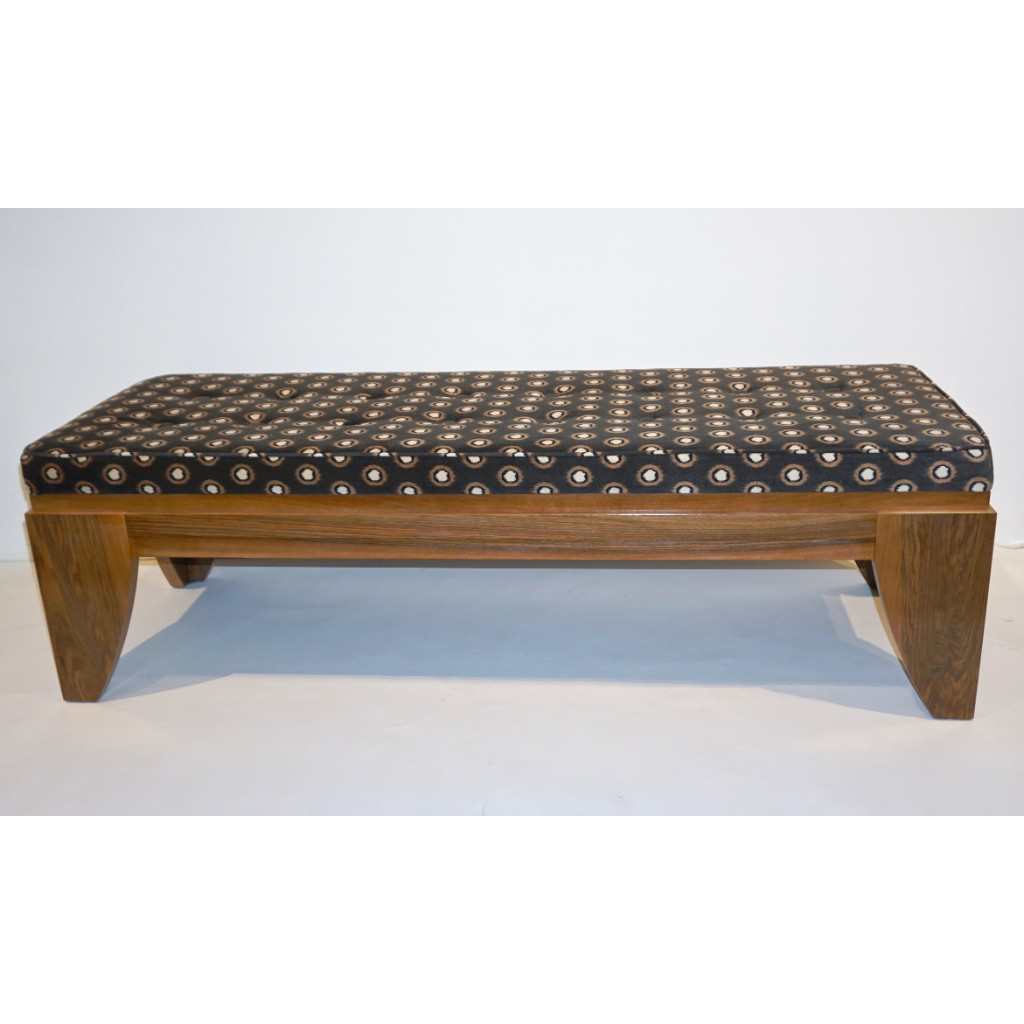 Smania 1970s Vintage Italian Brown and White Modern Design Bench in Solid Walnut - Cosulich Interiors & Antiques