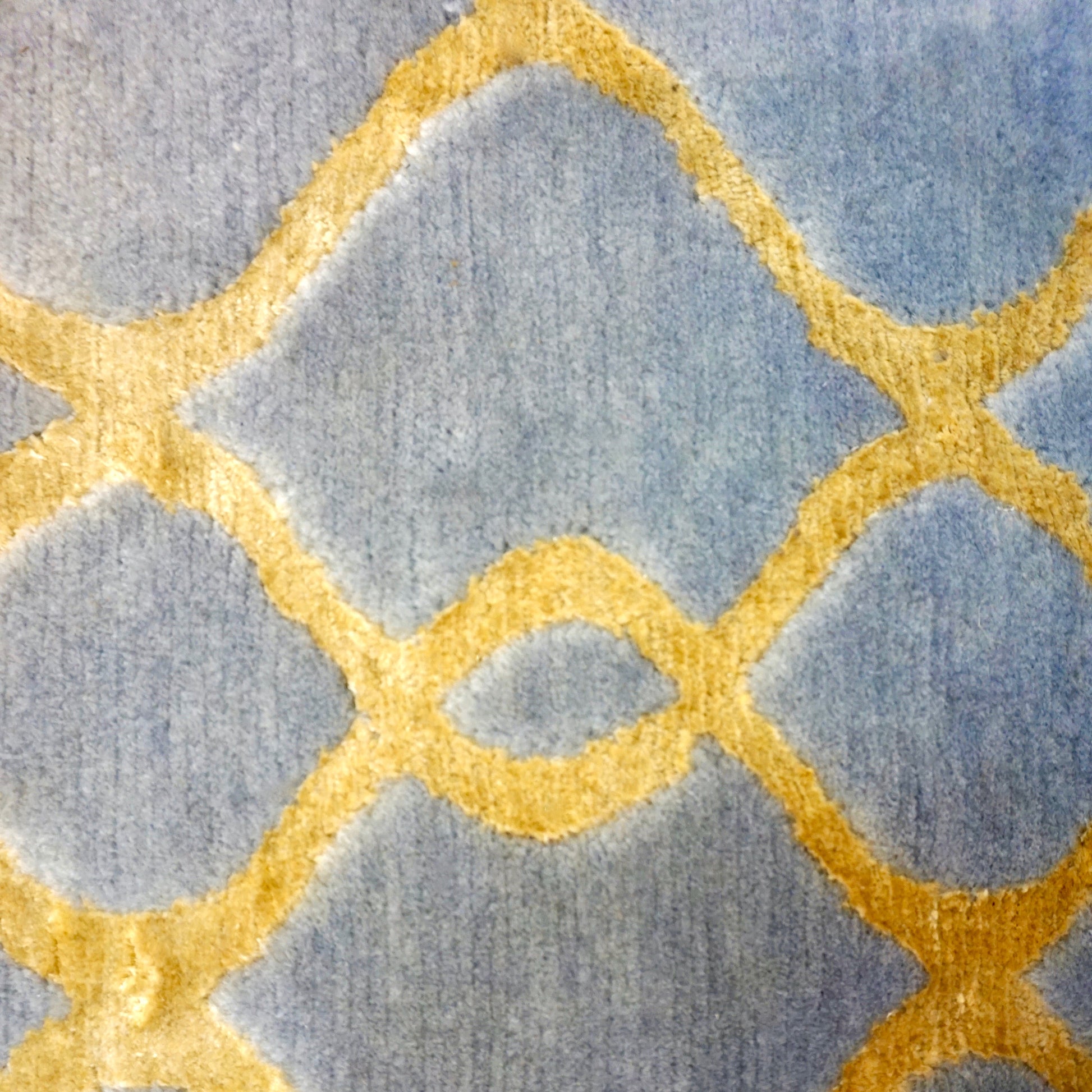 Gold and Silver Blue Gray Modern Indian Rug With Organic Geometric Design - Cosulich Interiors & Antiques