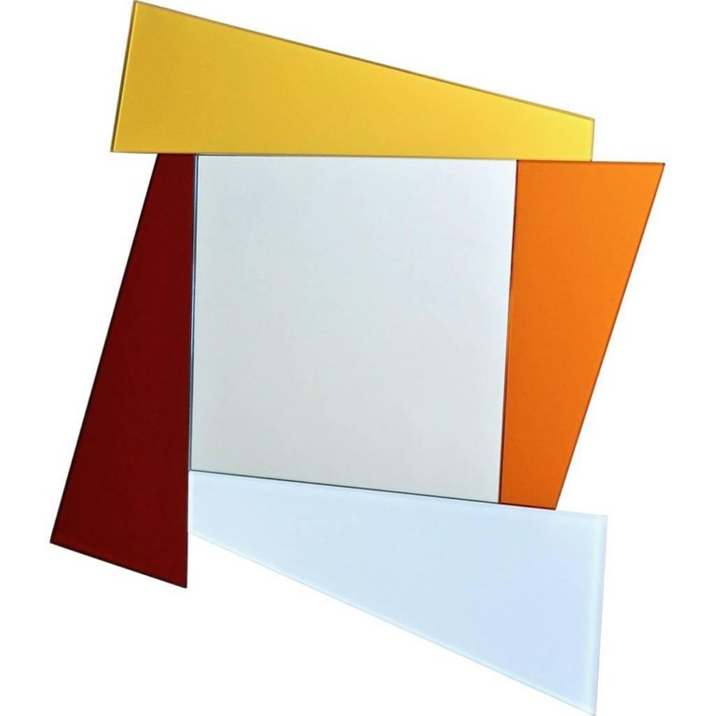 2007 Ettore Sottsass Geometric Mirror in White Red Orange Yellow for Glas Italia - Cosulich Interiors & Antiques