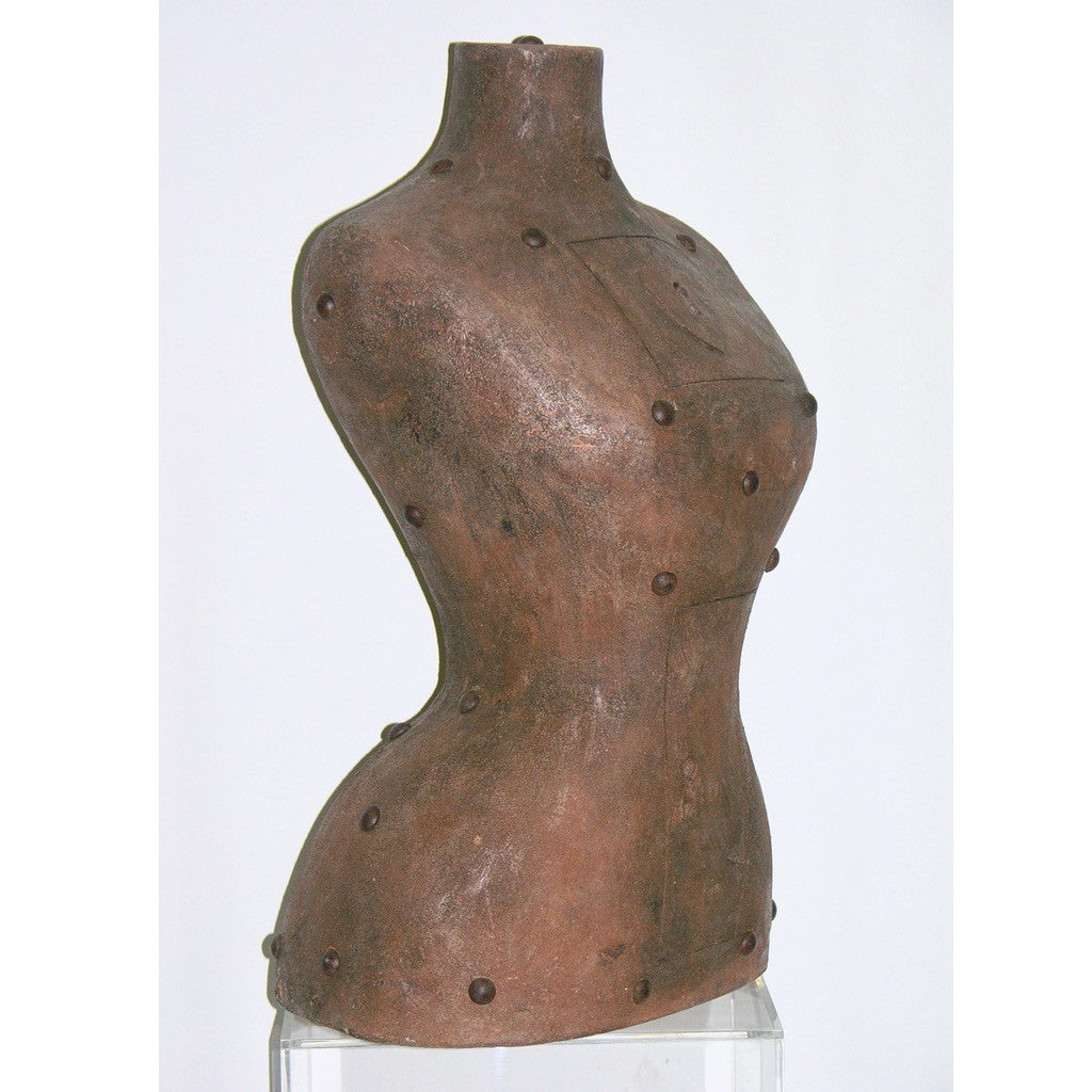 Contemporary Italian Sculpture of a Modern Bust in Brown Terracotta with Keyholes - Cosulich Interiors & Antiques
