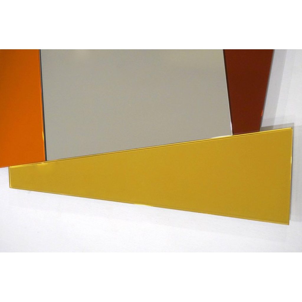 2007 Ettore Sottsass Geometric Mirror in White Red Orange Yellow for Glas Italia - Cosulich Interiors & Antiques