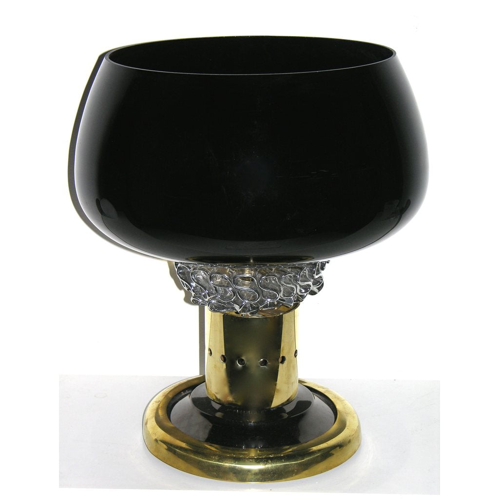 Seguso Vetri d'Arte Italian Grand Pair of Brass & Black Murano Glass Lamps - Cosulich Interiors & Antiques