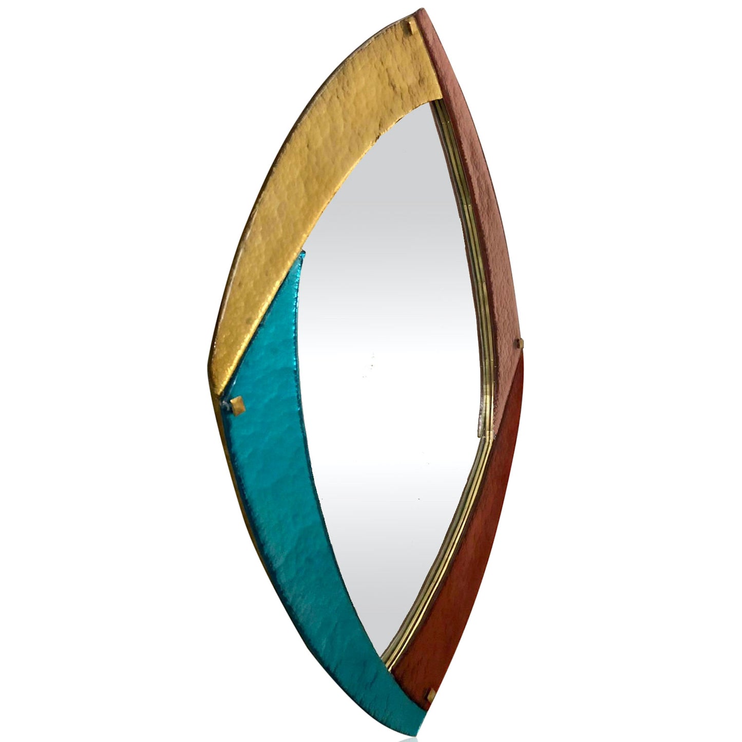 Bespoke Italian Memphis Design Gold Pink Turquoise Burgundy Murano Glass Mirror