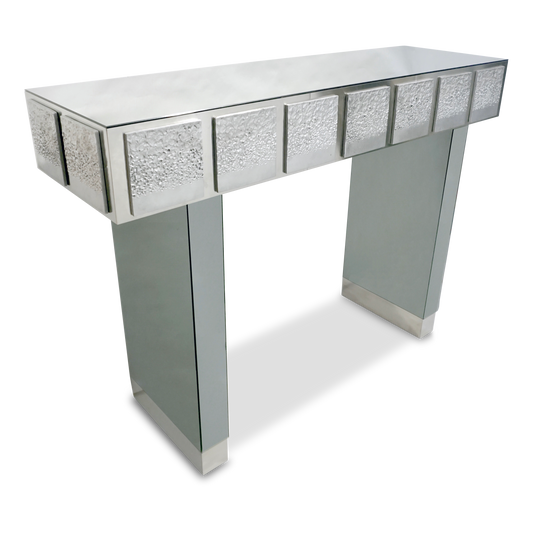 Bespoke Italian Contemporary One-of-a-Kind Polished Steel Smoked Mirror Console